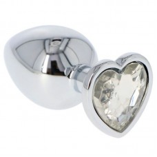 Large metal anal plug with strass heart