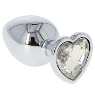 Large metal anal plug with strass heart