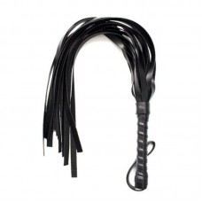 Fetish leather flogger with fringes