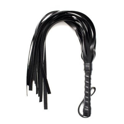 Fetish leather flogger with fringes