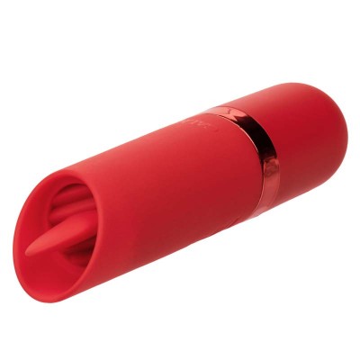 Flickering action red silicone vibrator 
