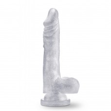 Clear realistic dildo with glitter balls and cup