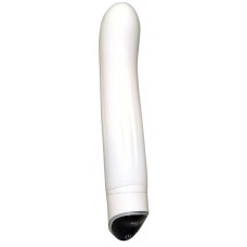 Quiet silicone vibrator with a curved head