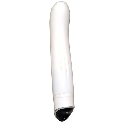 Quiet silicone vibrator with a curved head