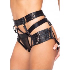 Luxury open harness briefs satin strips 