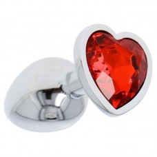 Metal butt plug red heart small