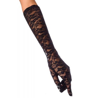 Ladies black lace long gloves