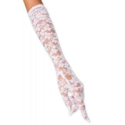 Ladies white lace long gloves