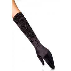 Black Satin Long Gloves