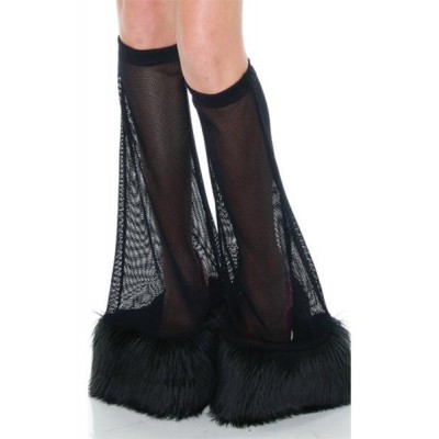 Fishnet leg warmers with faux