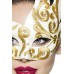 Άσπρη μπεζ μάσκα βενετσιάνικη με χρυσά σχέδια και στρας
