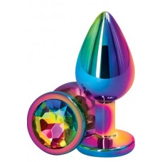 Medium  multicolor metal jewelry butt plug