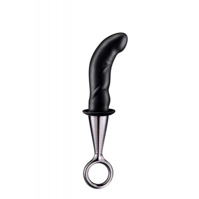 Silicone butt plug with plated rigid handle