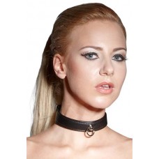 Black Bondage Collar With Ring