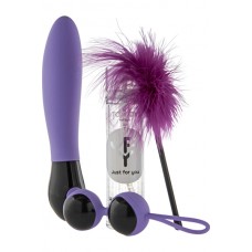 Purple set silicone vibrator vaginal balls feather