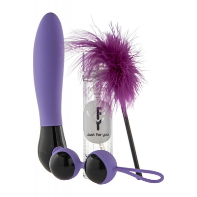 Purple set silicone vibrator vaginal balls feather