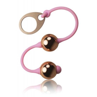 Gold metal vaginal balls with silicone cord
