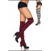 striped extra long leg warmers with side snap detail