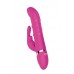 Silicone rabbit vibrator rotating pearls boost button