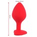 Red silicone butt plug medium heart strass