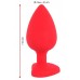 Red large silicone butt plug heart strass