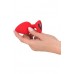 Red large silicone butt plug heart strass