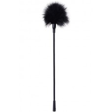 Black feather tickler long stick