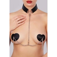 Burlesque black collar and heart shaped pasties