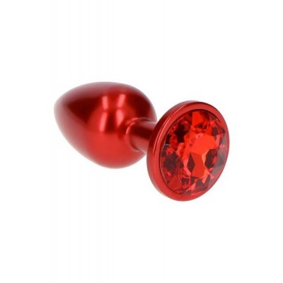 Small anal red metal butt plug with strass