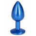 Small anal blue metal butt plug with strass