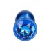 Small anal blue metal butt plug with strass