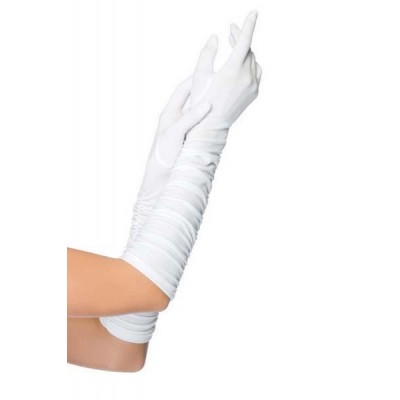 Matte spandex elbow length ruched gloves