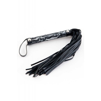 Leather whip with silver handle