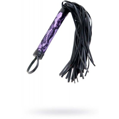 Leather whip with purple and lace handle