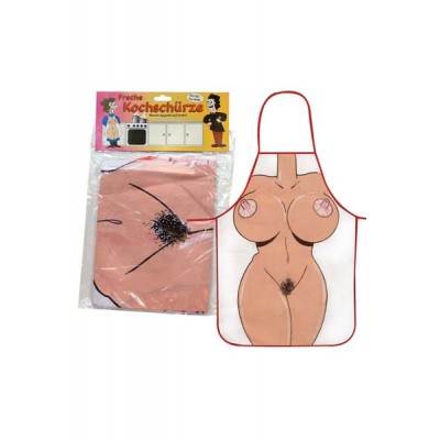 Kitchen apron with cartoon female body