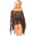 Lace mini kaftan robe with long draping sleeves