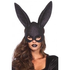 Black mask with glitter rabbit long ears