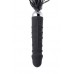 Black silicone vibrator with whip leatherette tail