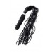 Black silicone vibrator with whip leatherette tail