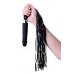 Black silicone vibrator with whip leatherette tail