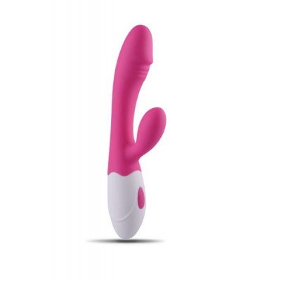 Pink rechargeable silicone vibrator rabbit