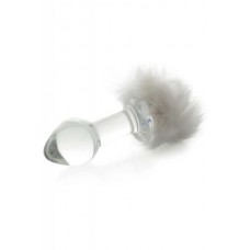 Crystal anal plug with white fur