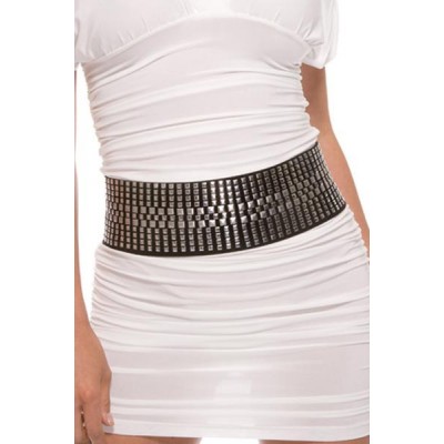 Silver square studded belt