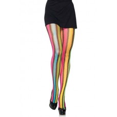 Rainbow zig zag net pantyhose