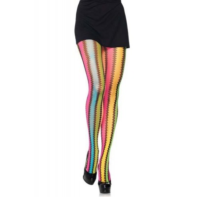 Rainbow zig zag net pantyhose