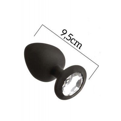 Large silicone black anal plug with strass