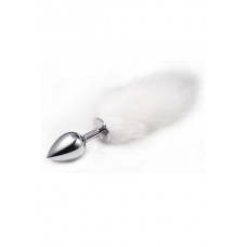Rabbit tail silver anal plug