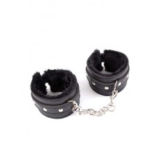 Black Leather cuffs with fur