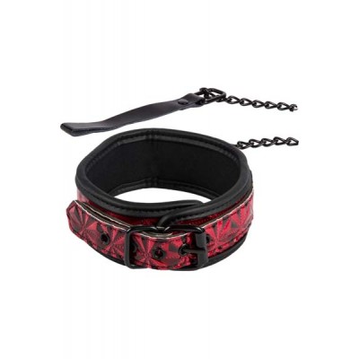Red Collar With Leash metal chain