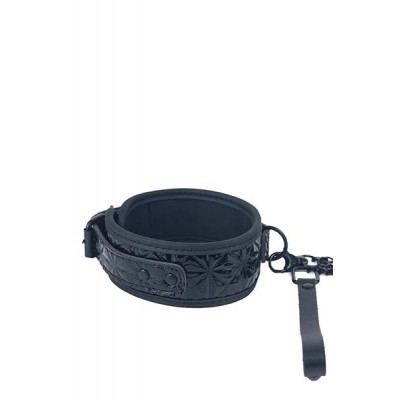 Black soft collar with chain bdsm